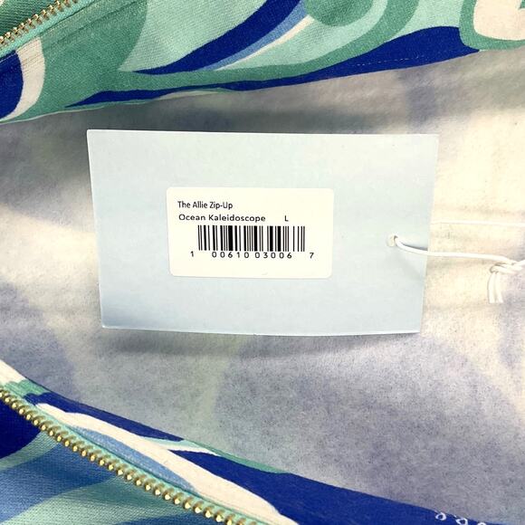 Hill House The Allie Zip-Up Hoodie Ocean Kaleidoscope Blue Size Large - Picture 9 of 10